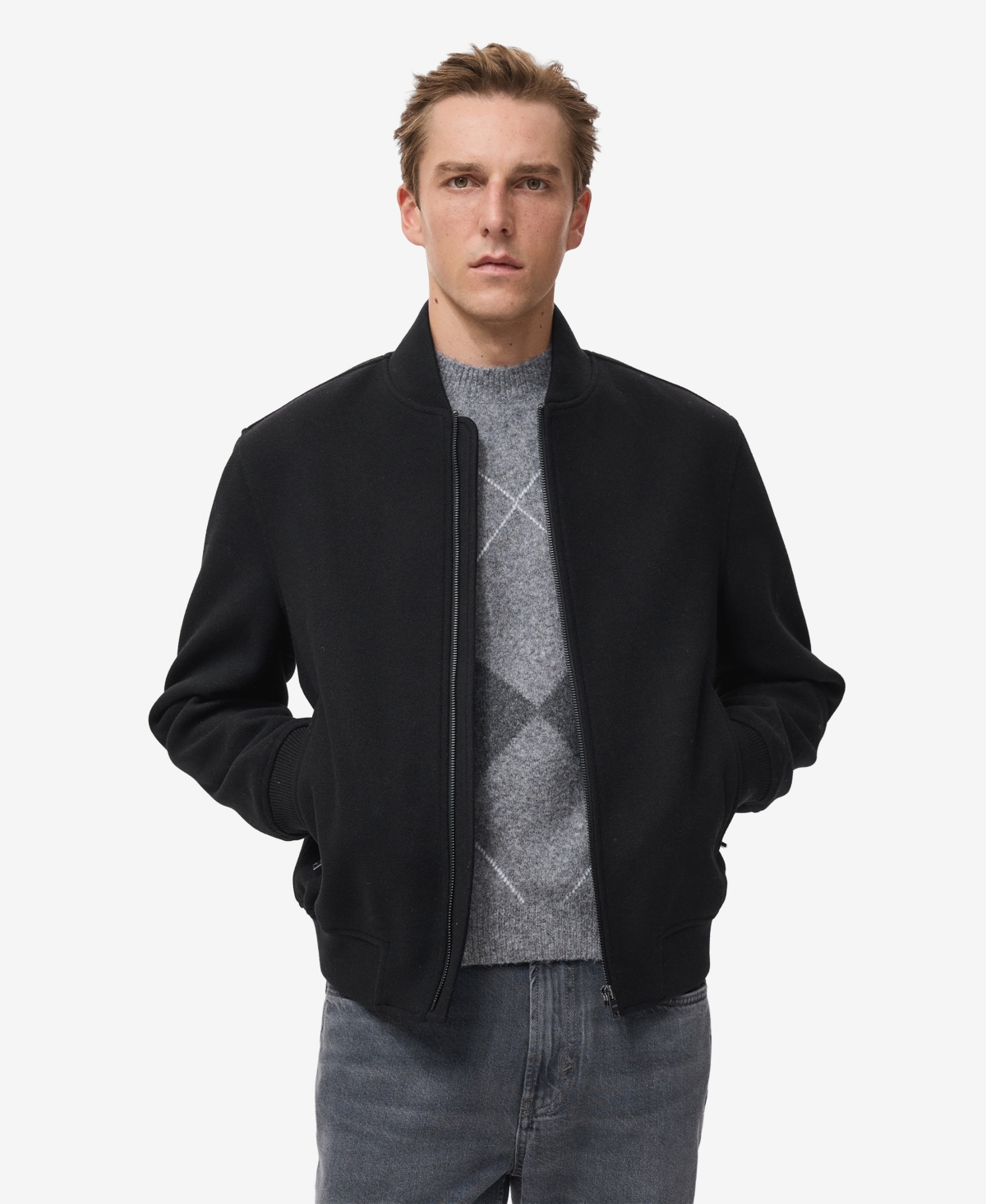 Mango Men's Bomber Zip Jacket In Black