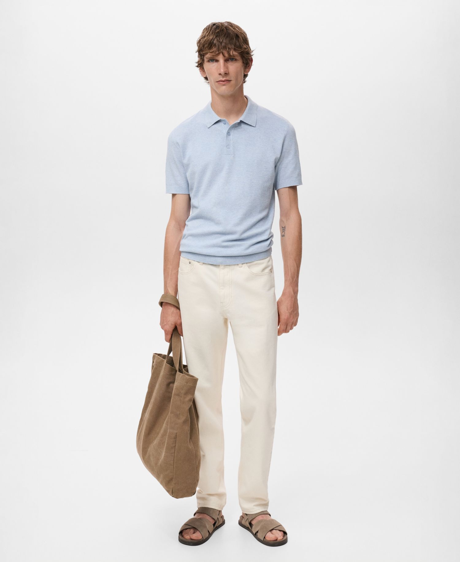 Men's Structured Knitted Slim-Fit Polo Shirt