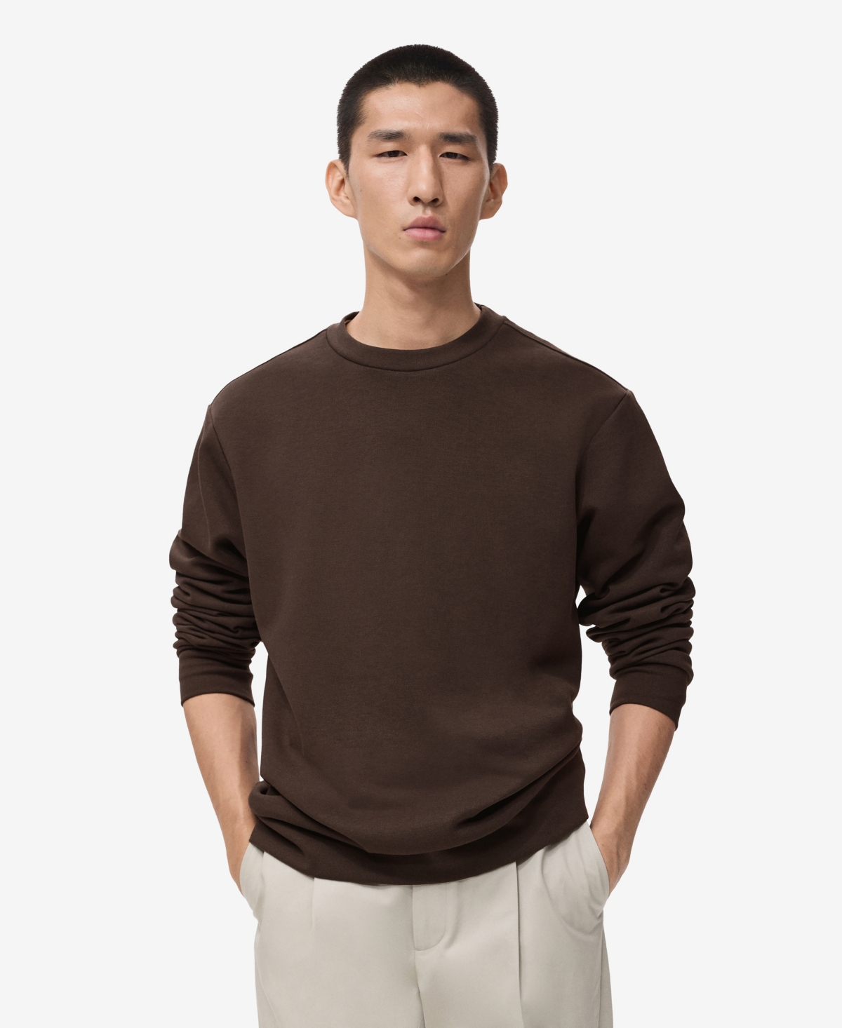 Mango Men's Regular-fit Cotton Sweatshirt In Brown