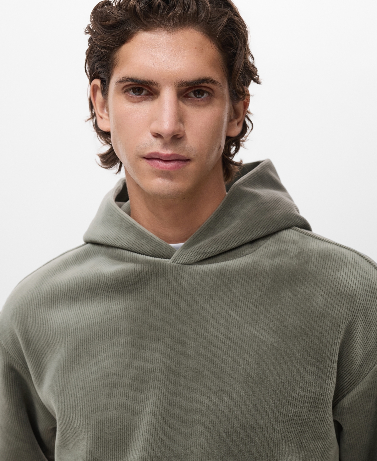 Mango Men's Corduroy Hooded Sweatshirt