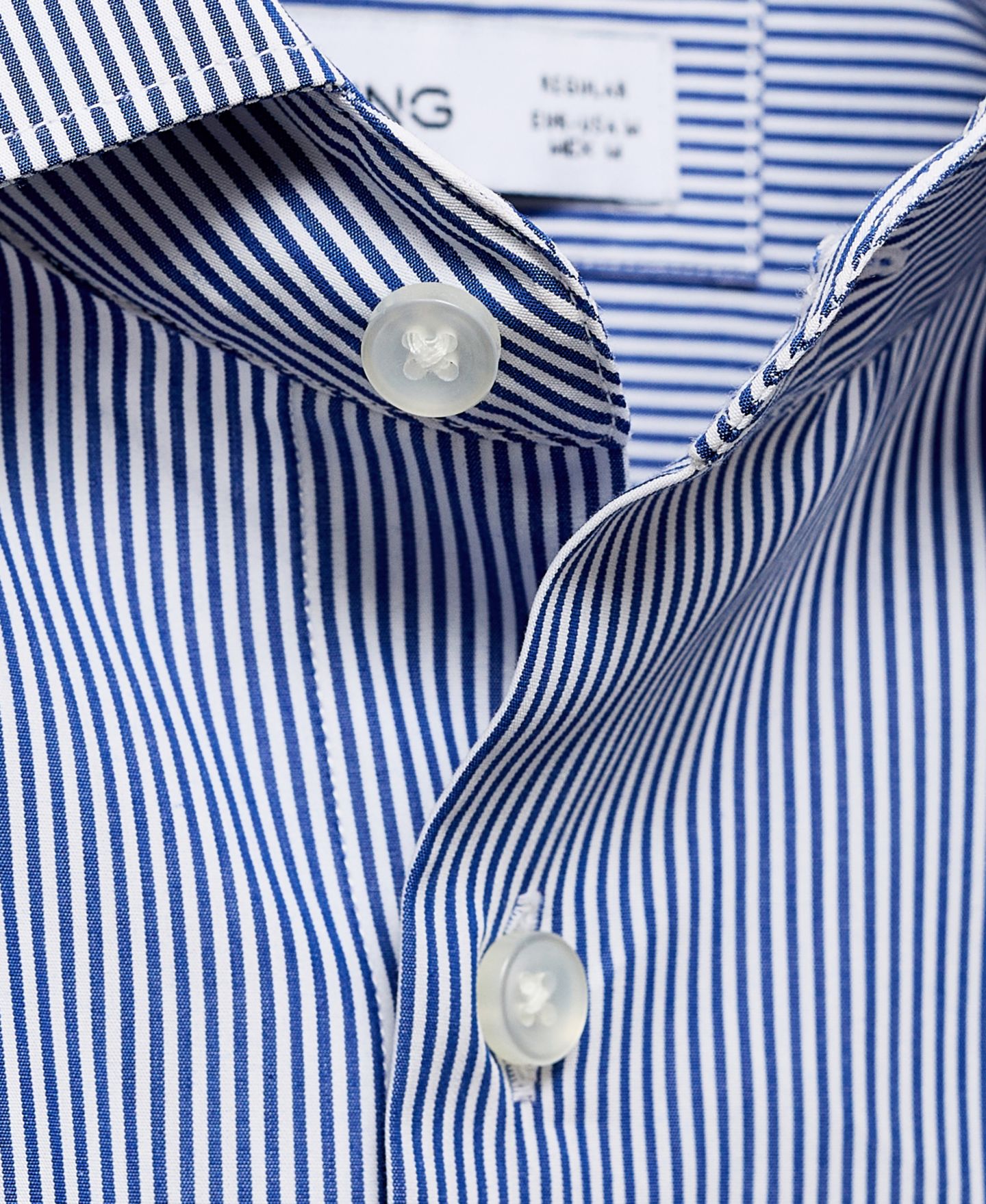 Мужская рубашка Mango Cotton Striped Slim-Fit, цвет: Синий — фото 6