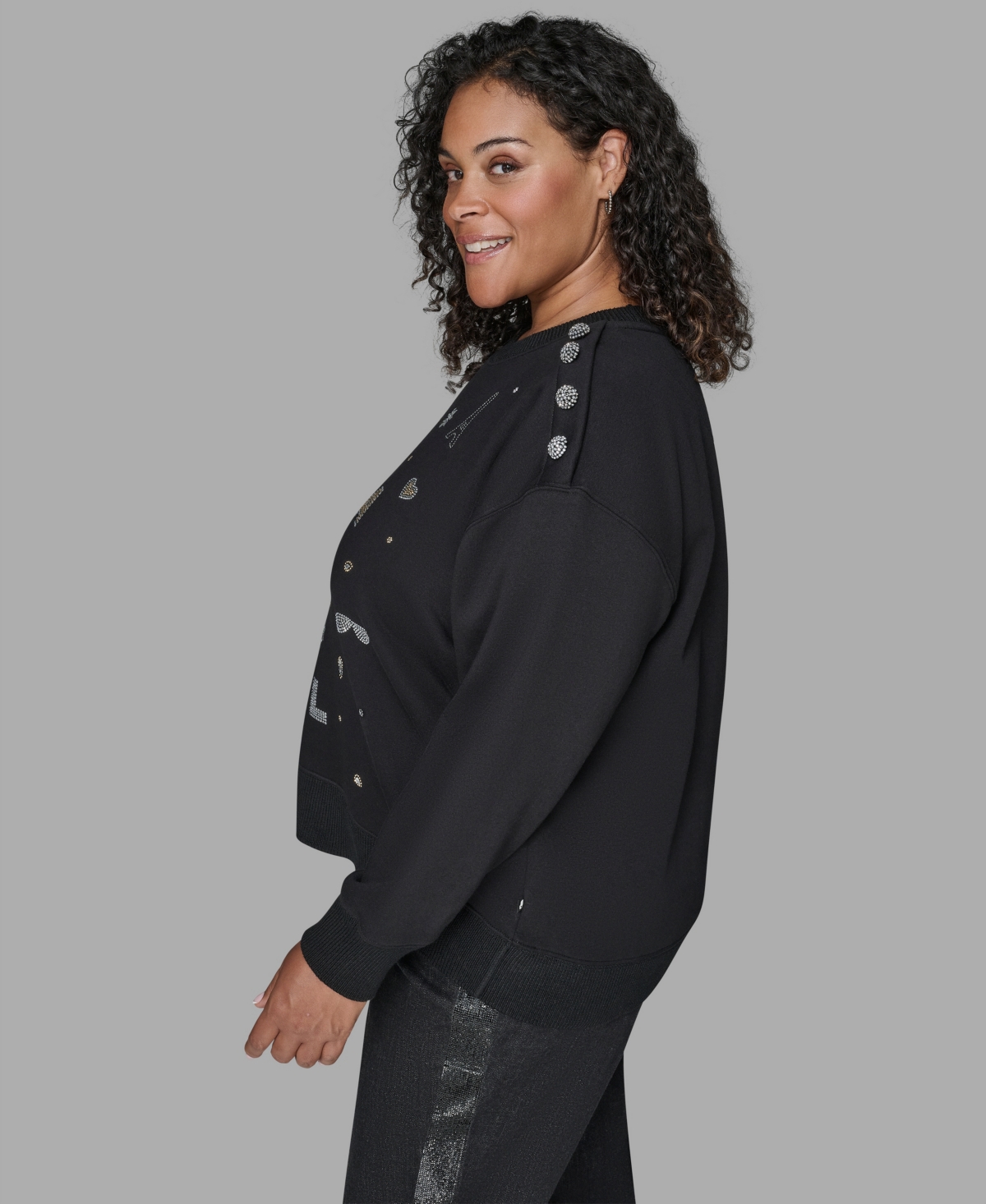 Karl Lagerfeld Paris Plus Knit Long-Sleeve Sweater