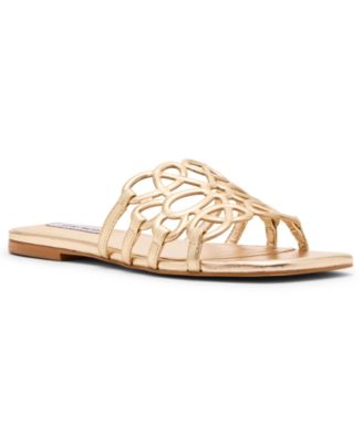 Women's Lotus Slide Square-Toe Flat Sandals