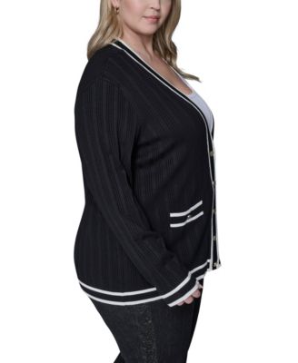 Women's Plus Size V-Neck Button Front Cardigan