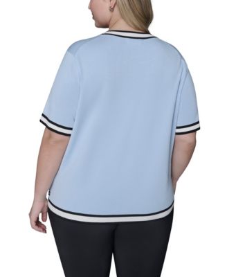 Women's Plus Size Crew Neck Short-Sleeve Sweater