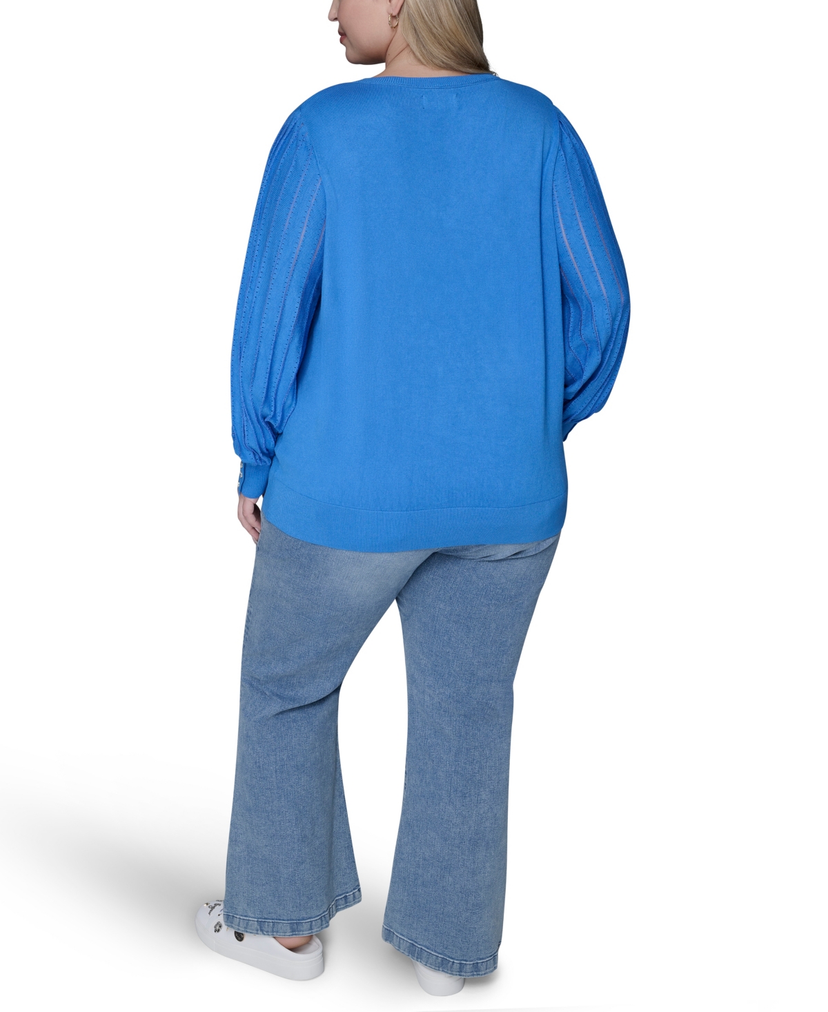 Karl Lagerfeld Paris Plus V-Neck Long-Sleeve Sweater