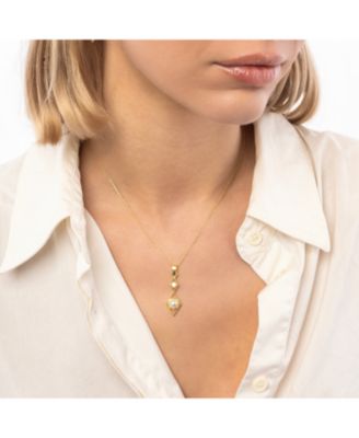 Sterling Rhombus 3D Pearl Necklace