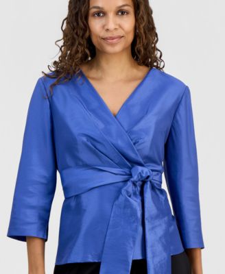 Petite Tie-Waist 3/4-Sleeve Top