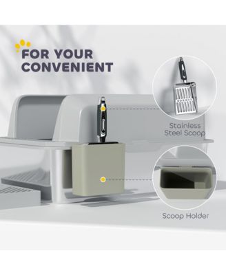 Stainless Steel Litter Box, High Sided Anti-Urine Leakage Non-Sticky