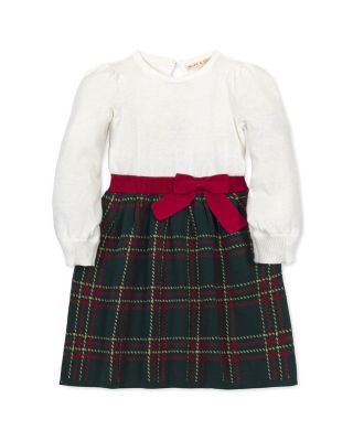 Toddler Girls Hope and Henry Organic Long Sleeve Skater Sweater Dress with Bow