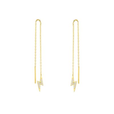 Lightning Bolt Sterling Chain Drop Earrings