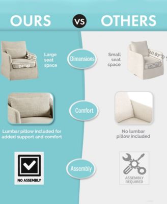 London 28"W Upholstered Skirted Swivel Armchair with Lumbar Pillow