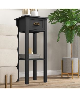 2-Tier Side Table with Drawer Shelf, End Table,