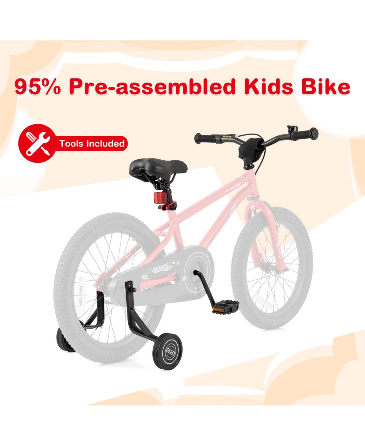Sugift 18-Inch Kids Bike Ages 3-8 with Handbrake and Coaster Brake and Bell Ring