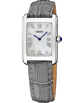 Seiko Women's Essentials Quartz Leather Strap Watch, 22.2mm - Macy's