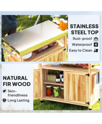 Grill Cart, Kitchen Island with Storage Cabinets