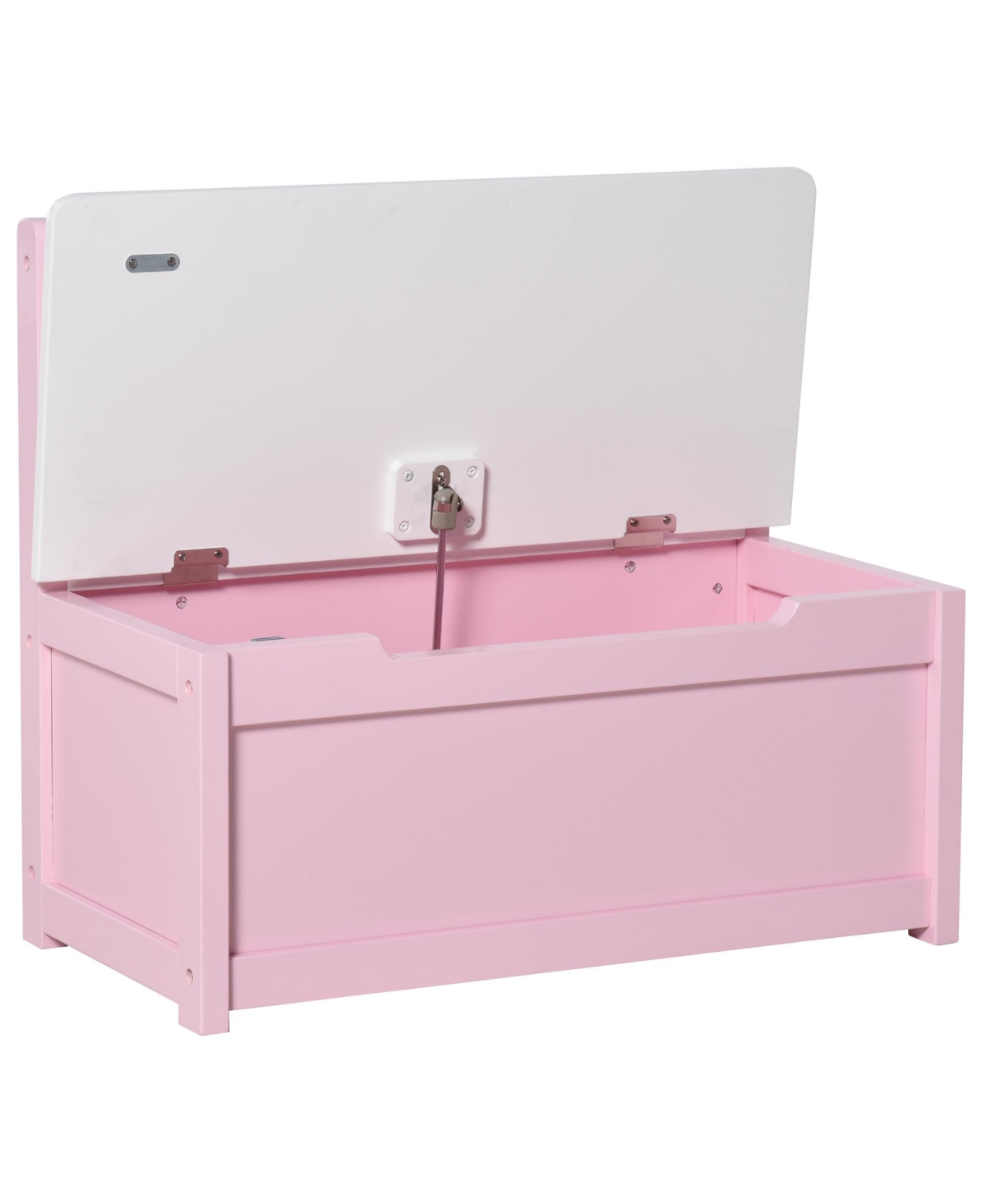 Qaba 2-in-1 Wooden Toy Box Kids Seat Bench Storage Chest w/ Pneumatic Rod