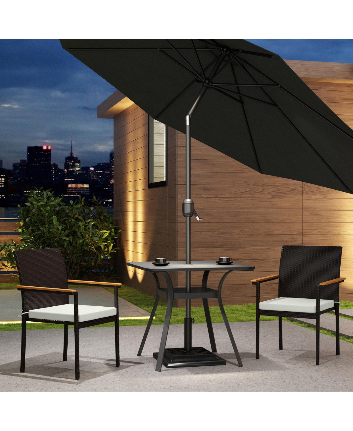 Outsunny 2 Pcs Wicker Dining Chair, Outdoor Dining Chairs w