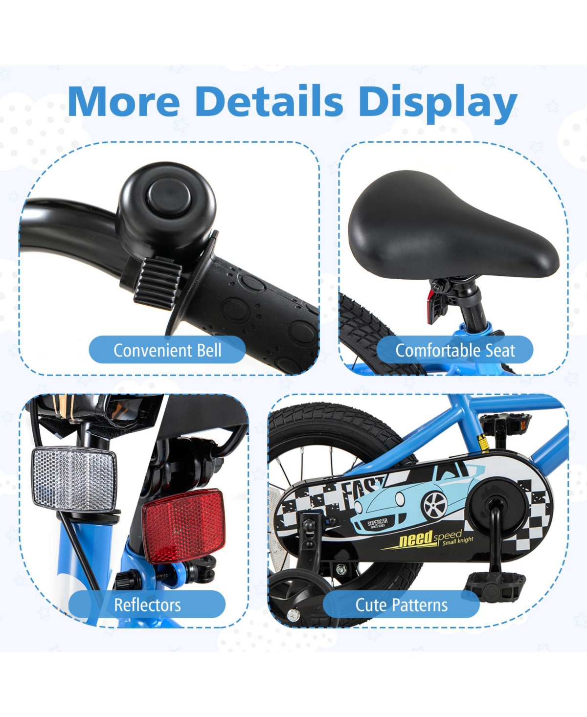 Sugift 12 Inch Kids Bike Adjustable for 3-4 Years Old with Low-Step Frame