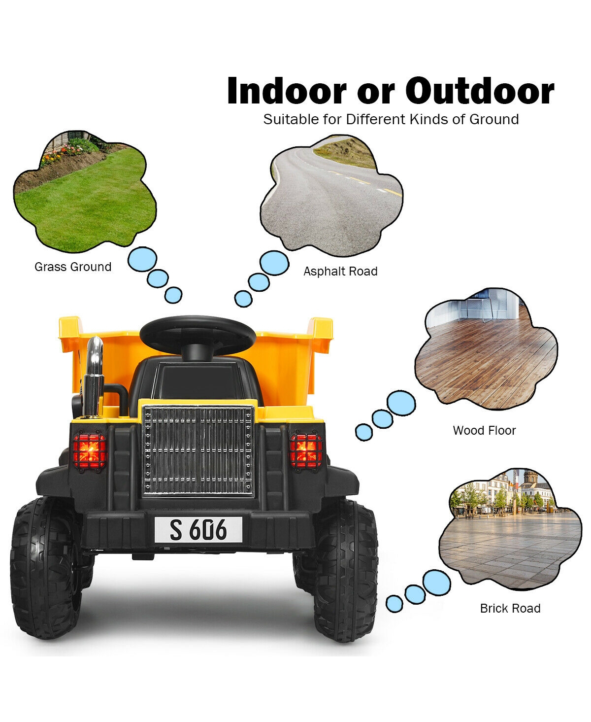 Sugift 12V Battery Kids Ride On Dump Truck with Electric Bucket and Dump Bed