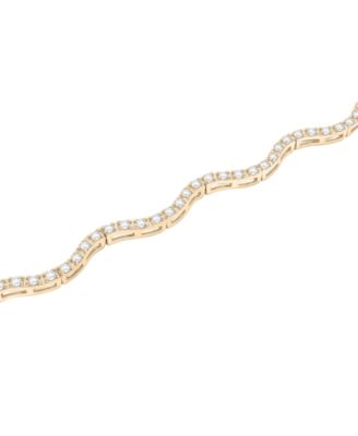 Diamond Wavy Tennis Bracelet (1 ct. tw) in 14k White Gold or 14k Yellow Gold, Exclusively at Macy's