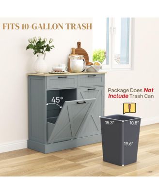 10 Wood Gallon Kitchen Island with Trash Can Storage and Drawers