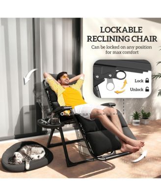 Zero Gravity Lounge Chair Set Padded Outdoor Recliner Chair,