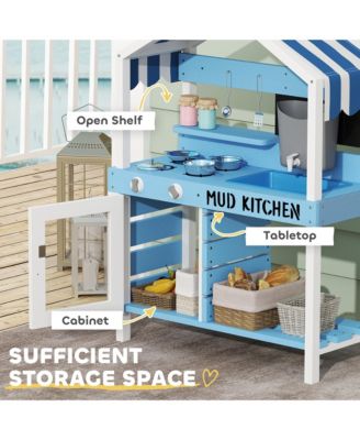Mud Kitchen for Kids, Outdoor Play Kitchen w/ Sink, Faucet, Water k