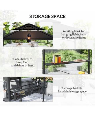 8' x 5' Grill Gazebo, 2-Tier Outdoor BBQ Gazebo, Dark