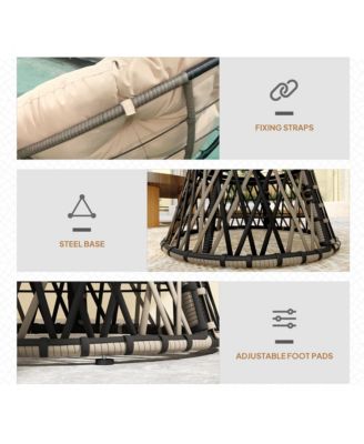 Outdoor Swivel Chair with Side Tray, Overstuffed Papasan Chair