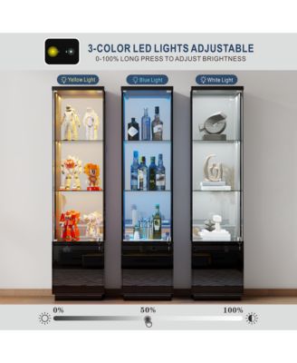 69" Corner Display Cabinet with Glass Doors & Motion LED