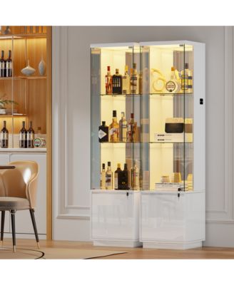 69" Corner Display Cabinet with Glass Doors & Motion LED
