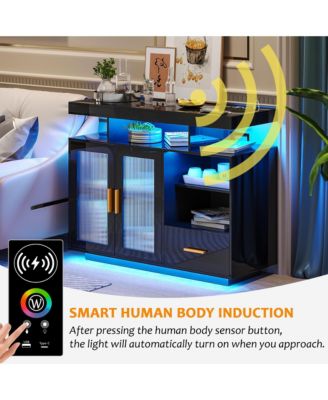 39.4" Modern Sideboard Buffet Cabinet with Charging Port