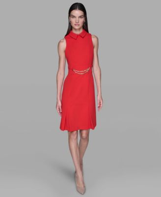 Women's Point Collar Sleeveless Dress