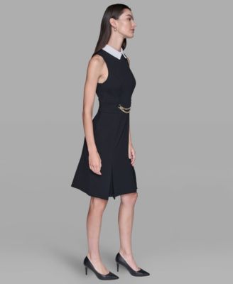 Women's Point Collar Sleeveless Dress