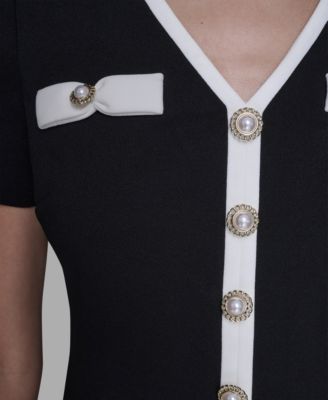 Women's V-Neck Short-Sleeve Sheath Dress