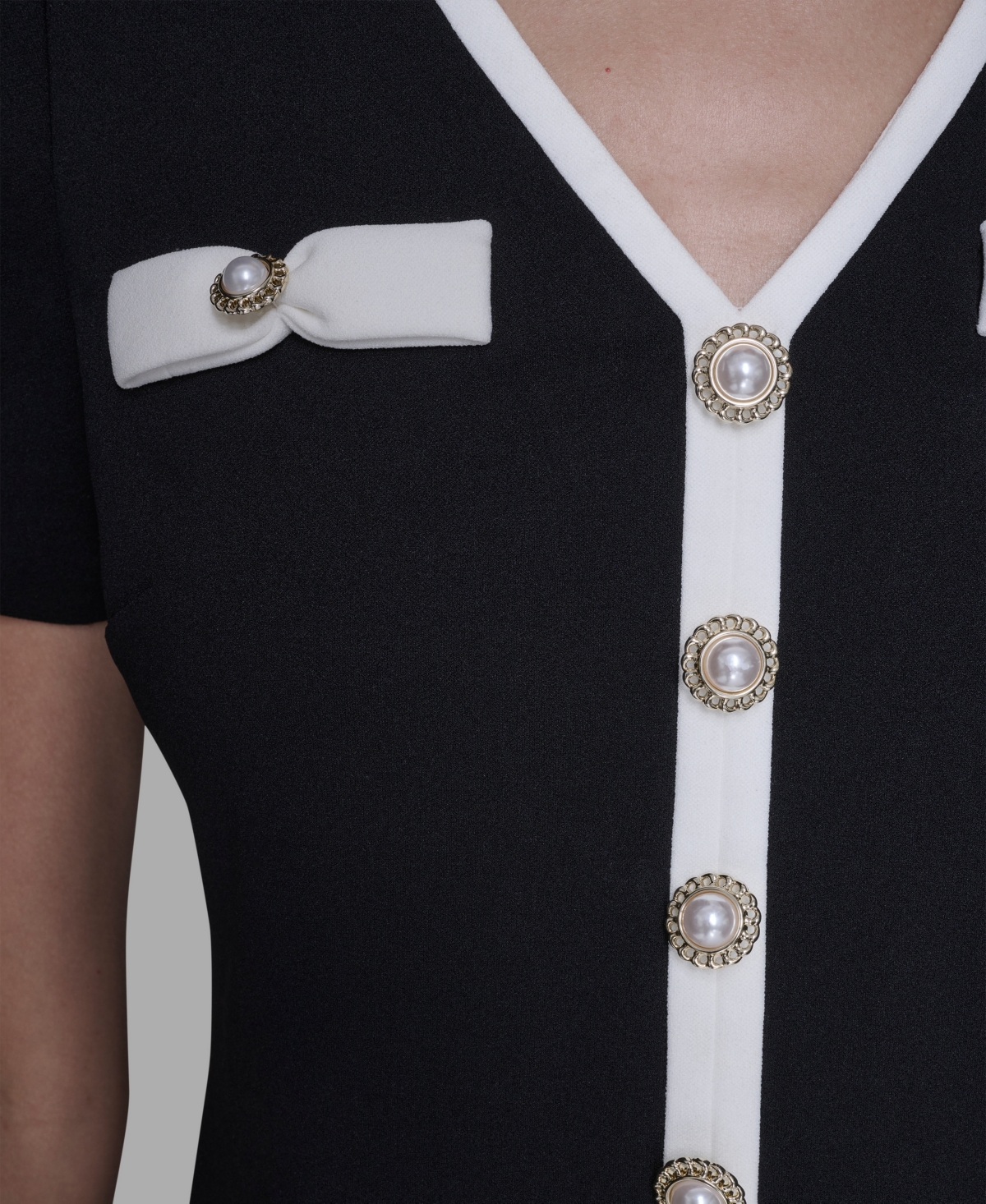 Karl Lagerfeld Paris Women's Contrast-Trim Flounce-Hem Dress