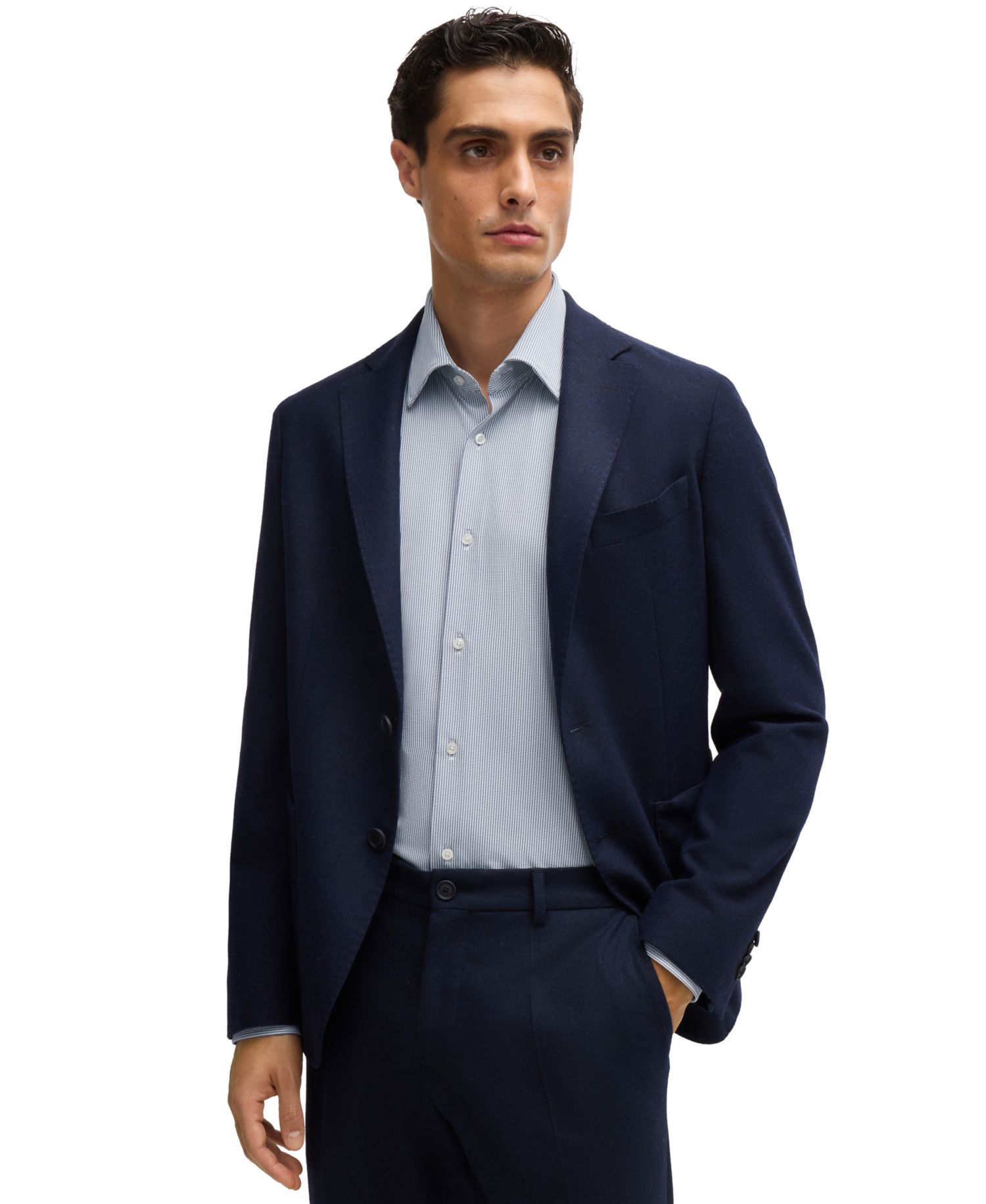 Men's Structured Performance-Stretch Fabric Regular-Fit Dress Shirt