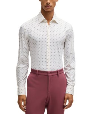 Men's Printed Performance-Stretch Slim-Fit Dress Shirt