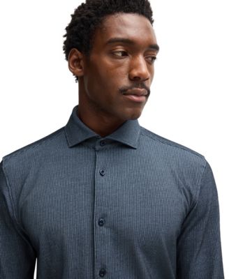 Men's Micro-Check Stretch Cotton Casual-Fit Shirt