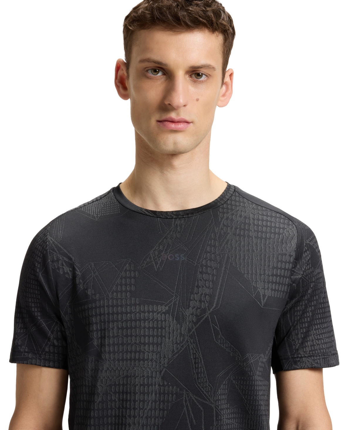 Boss by Hugo Men's Moisture Management Active Jacquard-Pattern T-Shirt