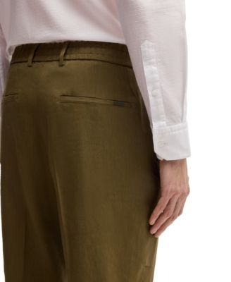 Men's Linen Blend Tapered-Fit Tailored Trousers