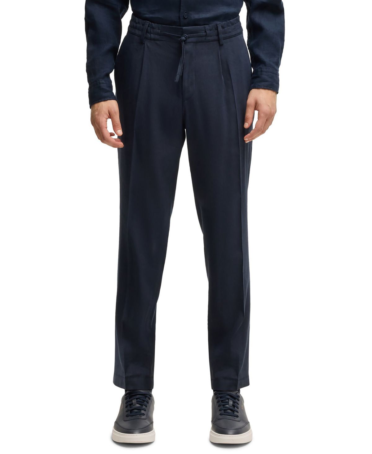 Мужские брюки из льняной смеси зауженного кроя, сшитые на заказ