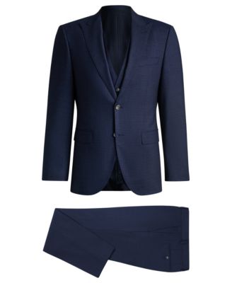 Men's Stretch Wool Regular-Fit Three-Piece Suit
