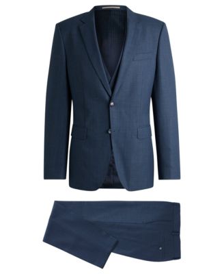 Men's Patterned Stretch Wool Slim-Fit Three-Piece Suit