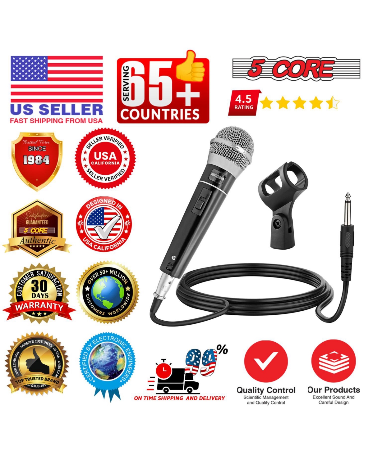 5 Core Microphone Xlr Dynamic Karaoke Singing Handheld Microfono Professional Vocal Dj Music Mic