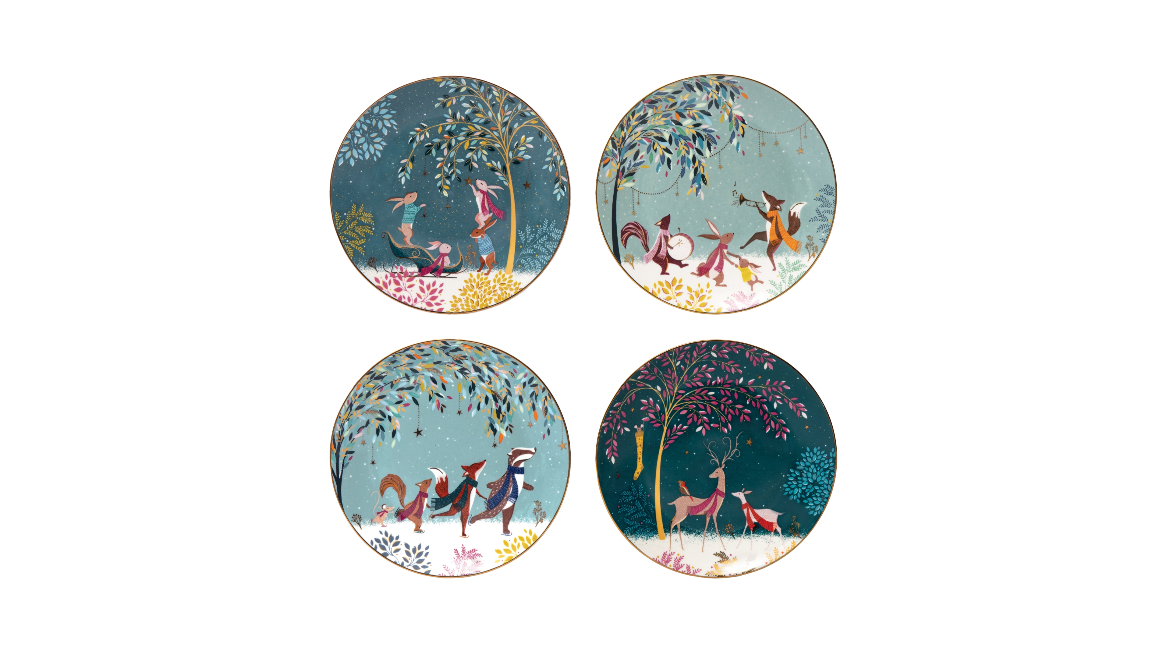 Portmeirion Sara Miller Woodland Tales Plates, Set of 4, Service For 4