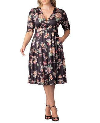 Plus Size Gabriella Ruched Sleeve Midi Dress with Pockets