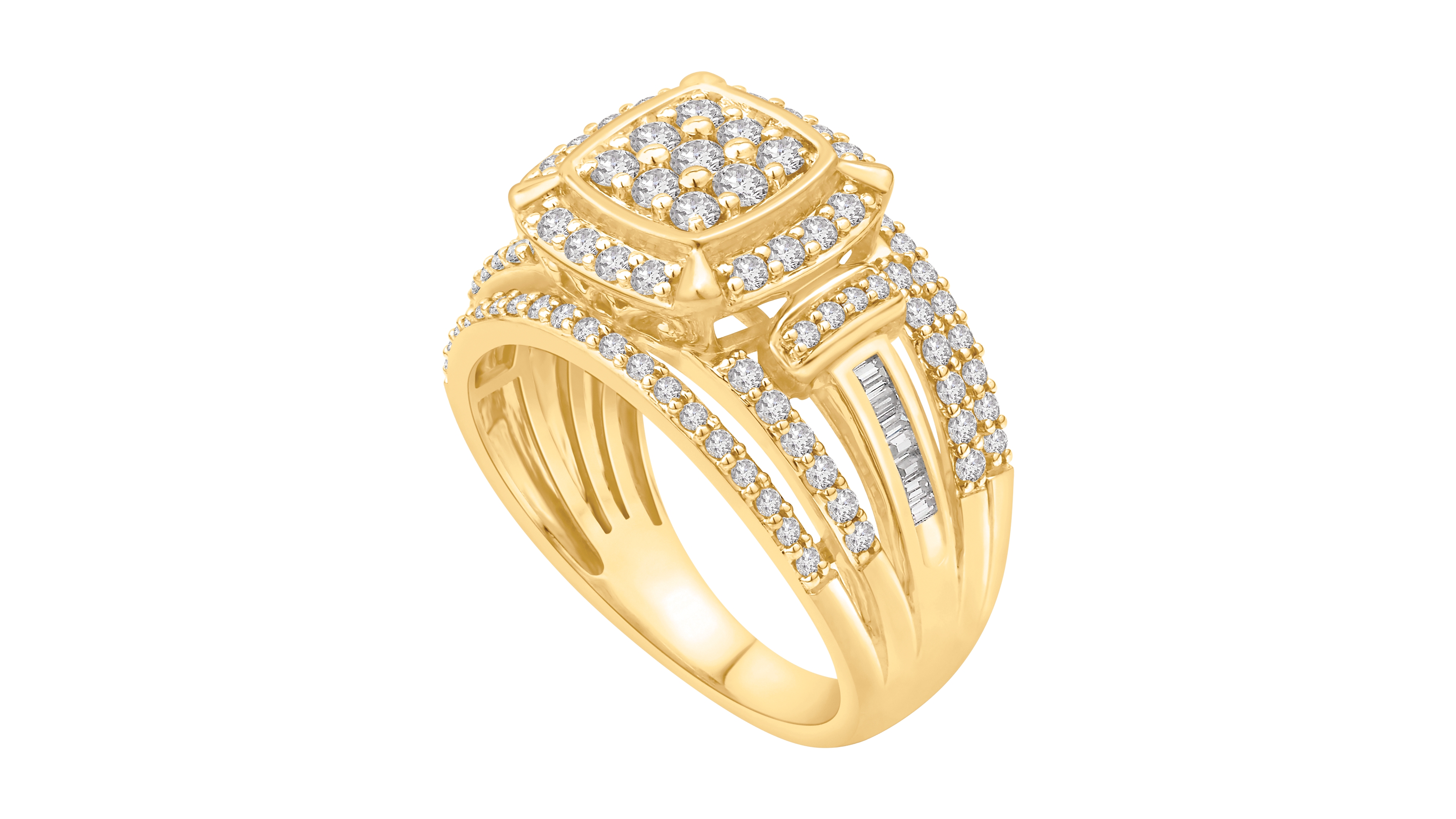 Macy's Diamond Multirow Cluster Ring (1 ct. t.w.) in 14k Yellow Gold