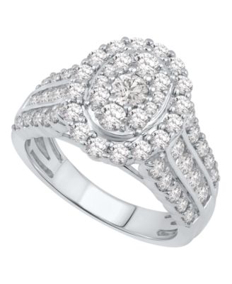Macy's - Diamond Oval Cluster Engagement Ring (2 ct. t.w.) in 14K White Gold